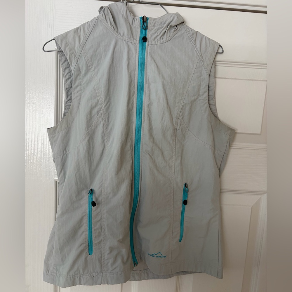 Eddie Bauer Gray Vest with Teal Trim